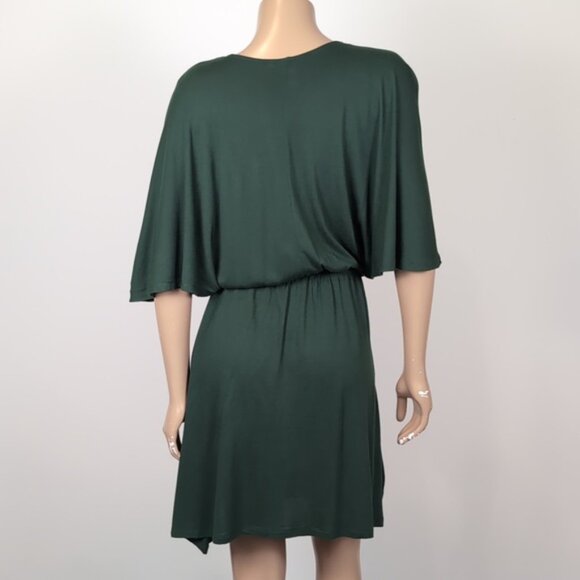 3/$20 H&M Kimono Wrap Dress Vneck Half Sleeve Elastic Waist Cocktail Party Green - Picture 4 of 10
